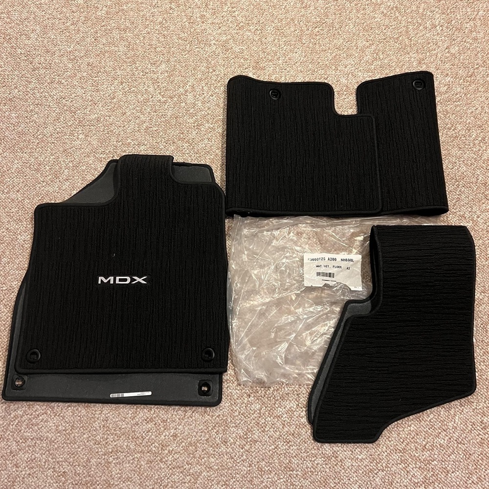 Acura MDX Genuine OEM Floor Mat Set Front Rear Black Carpet Anti-Slip Logo